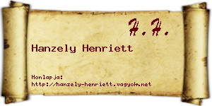 Hanzely Henriett névjegykártya